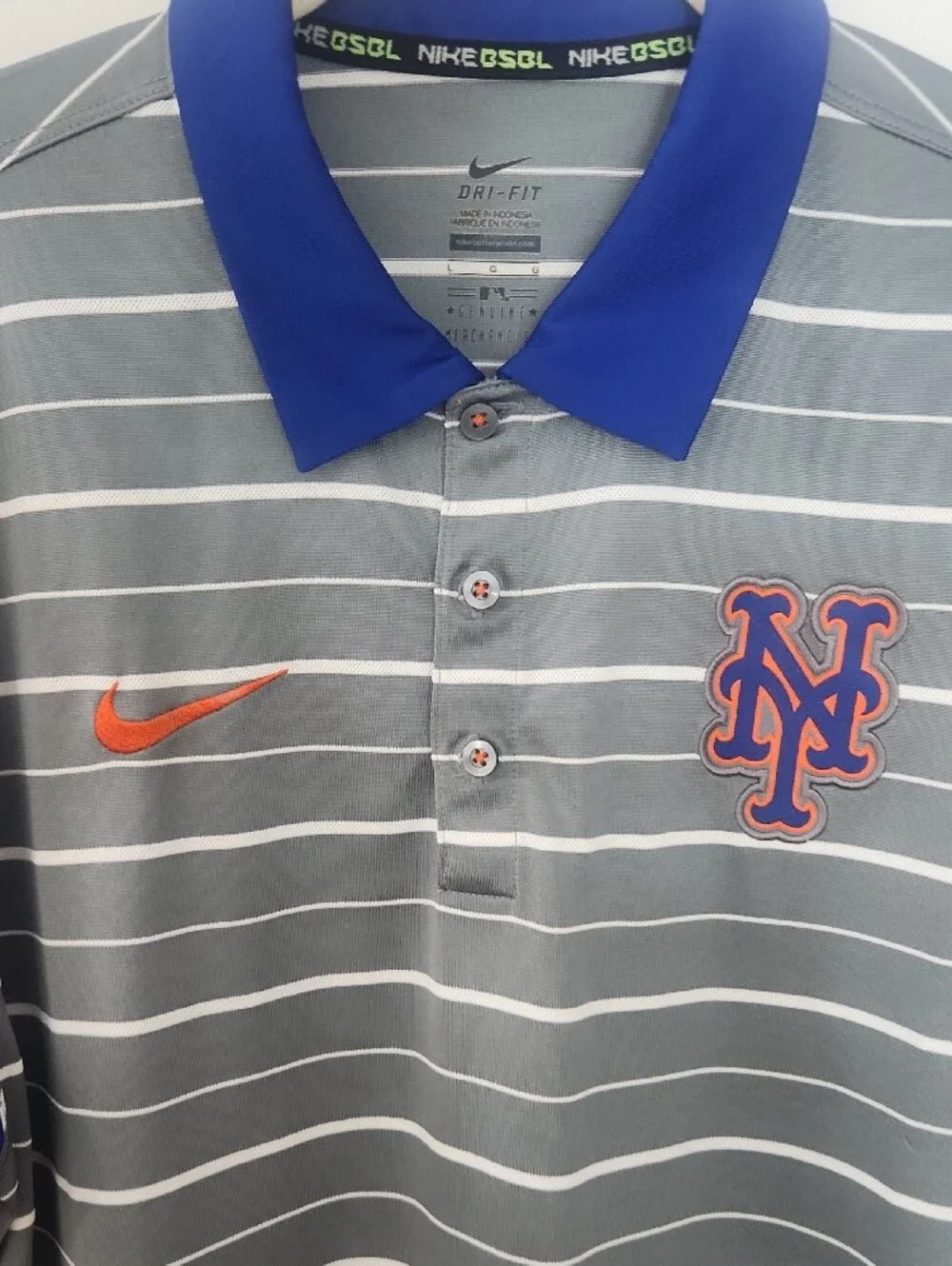 Nike Gray & Royal Blue NY Mets Polo with Orange Accents